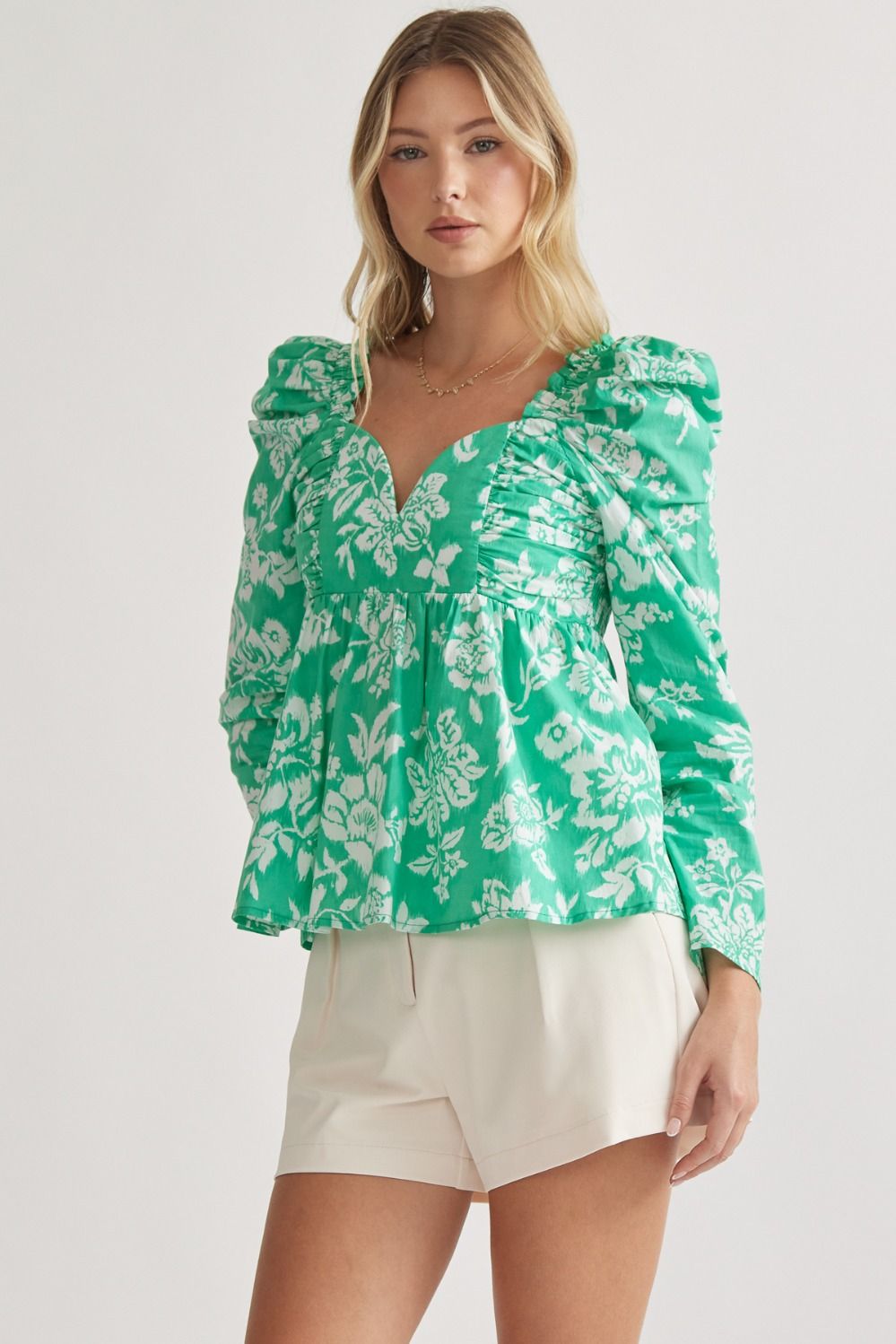 Green Floral Top