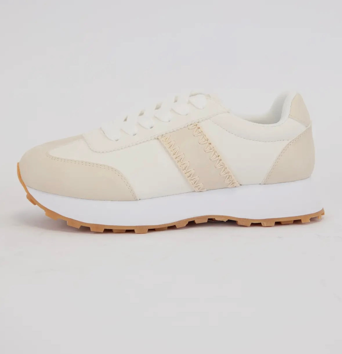 Off White Stitched Sneakers