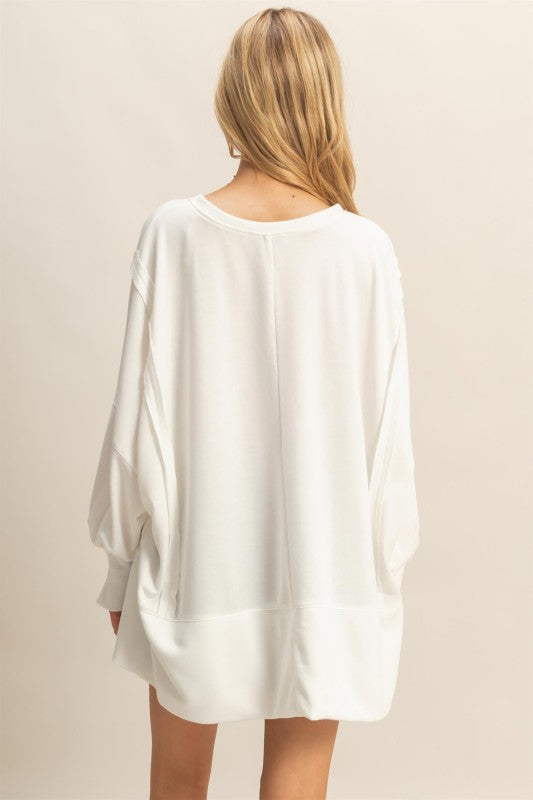 Ivory Oversized Long Sleeve Top