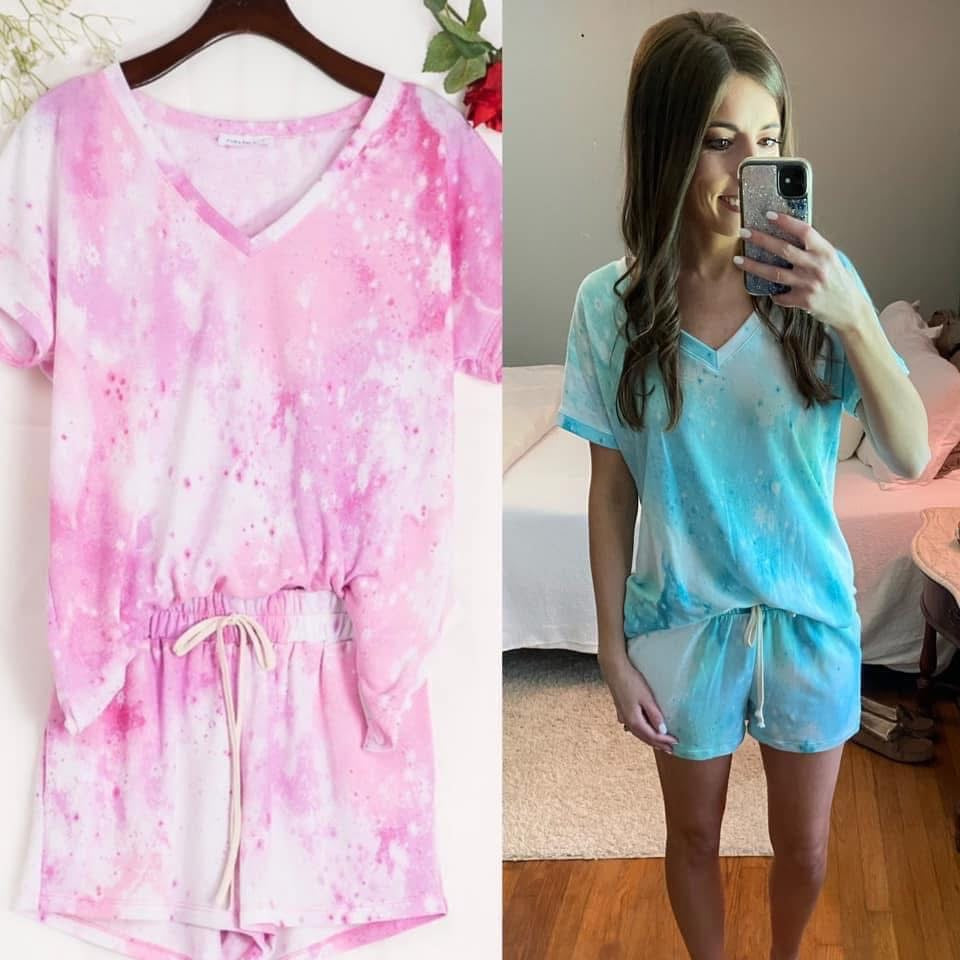 Mint/Blue Tie Dye Shorts