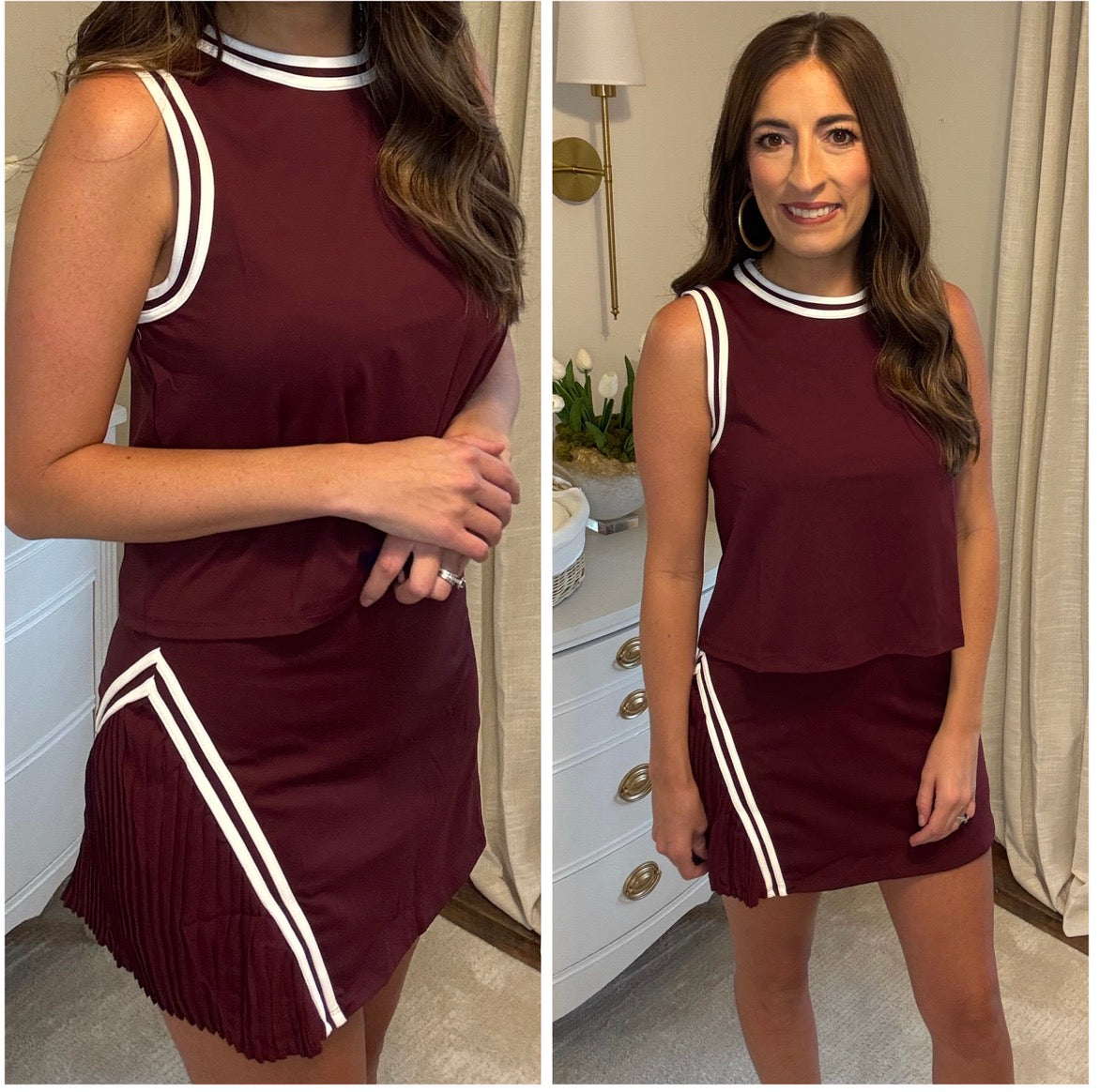 Wine Athletic Skort Set