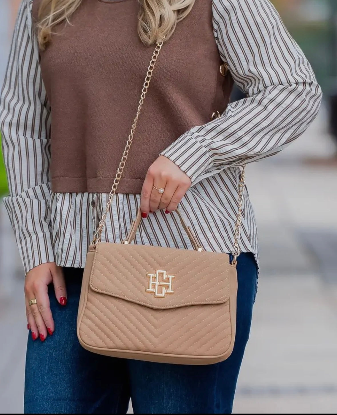 Latte Quilted Crossbody