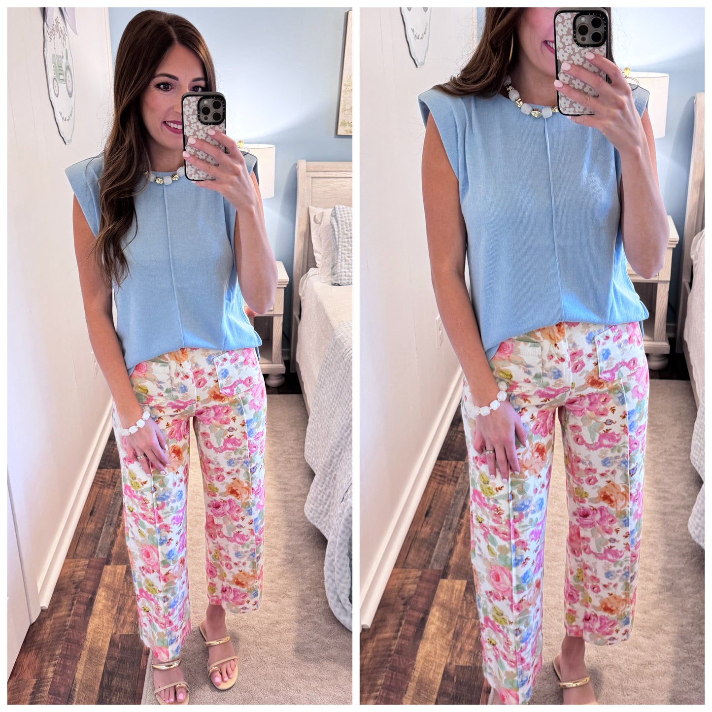 Multi Floral Cropped Pants