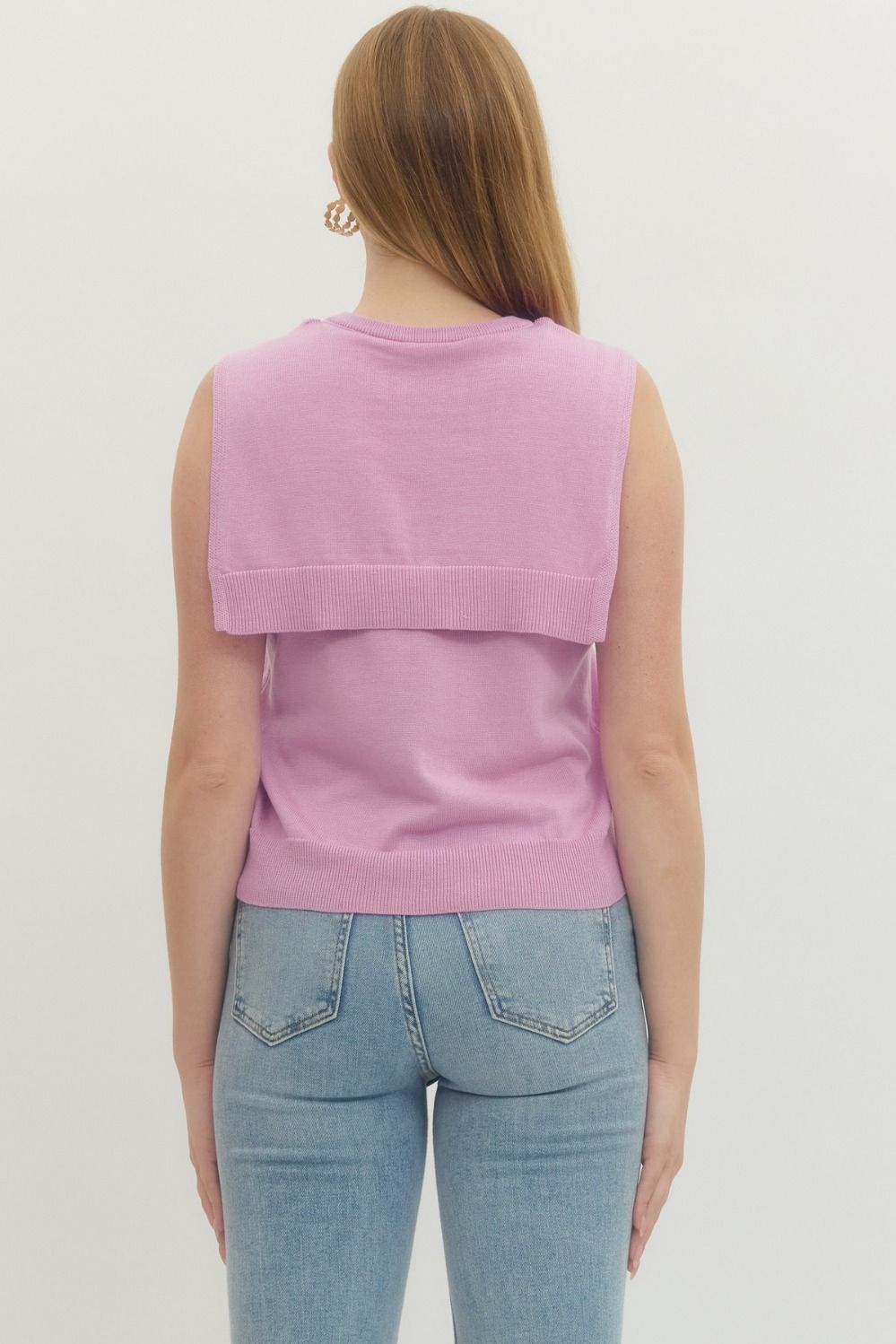 Pink Solid Sleeveless Top