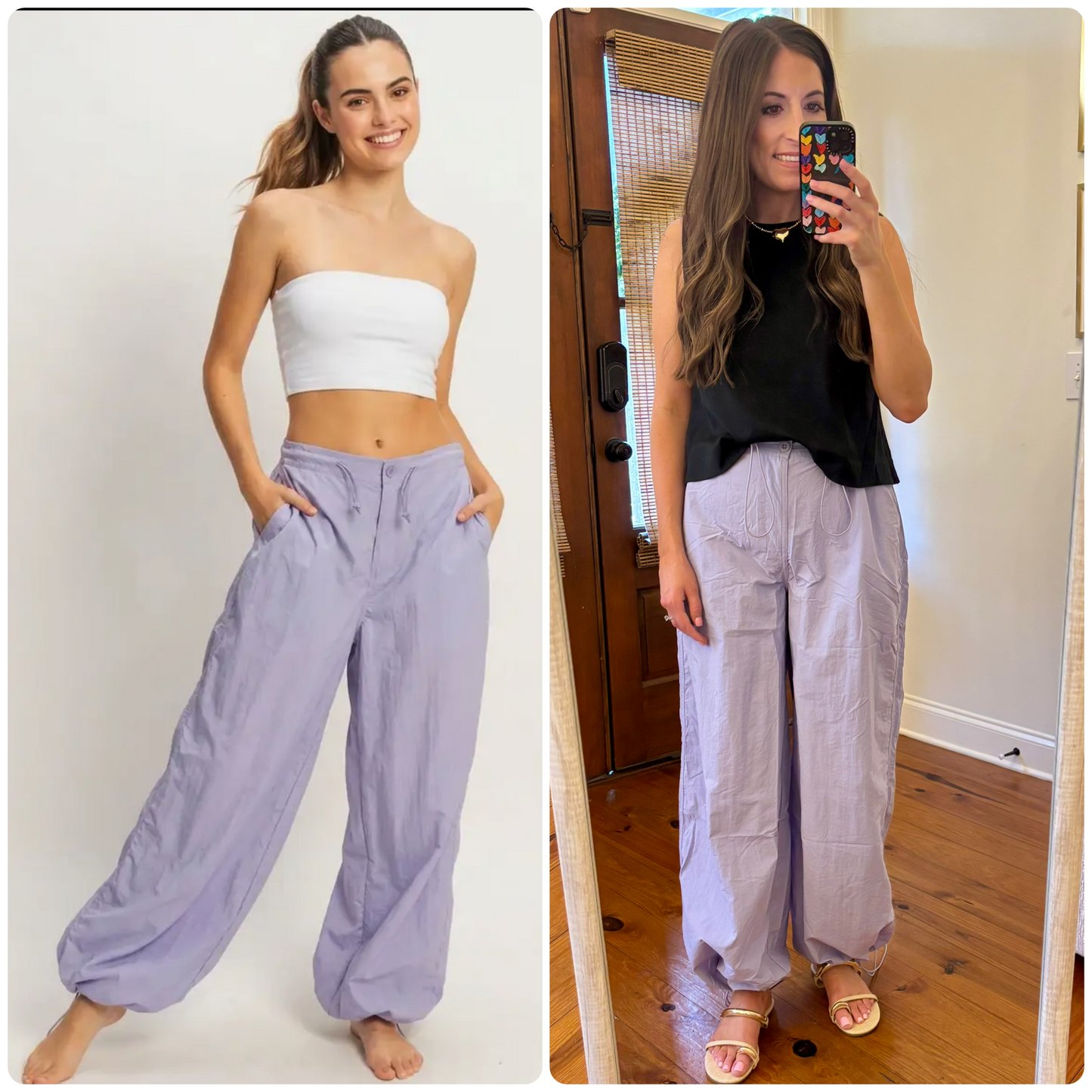 Lavender high Waisted Parachute Pants