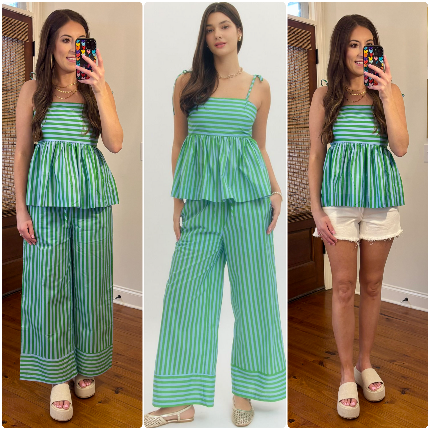 Blue & Green Striped Set