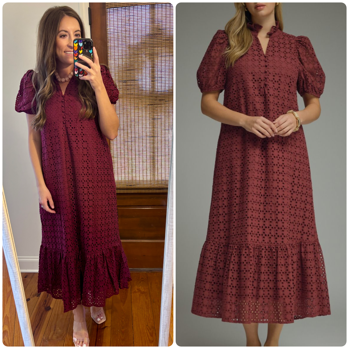 Burgundy Eyelet Dress