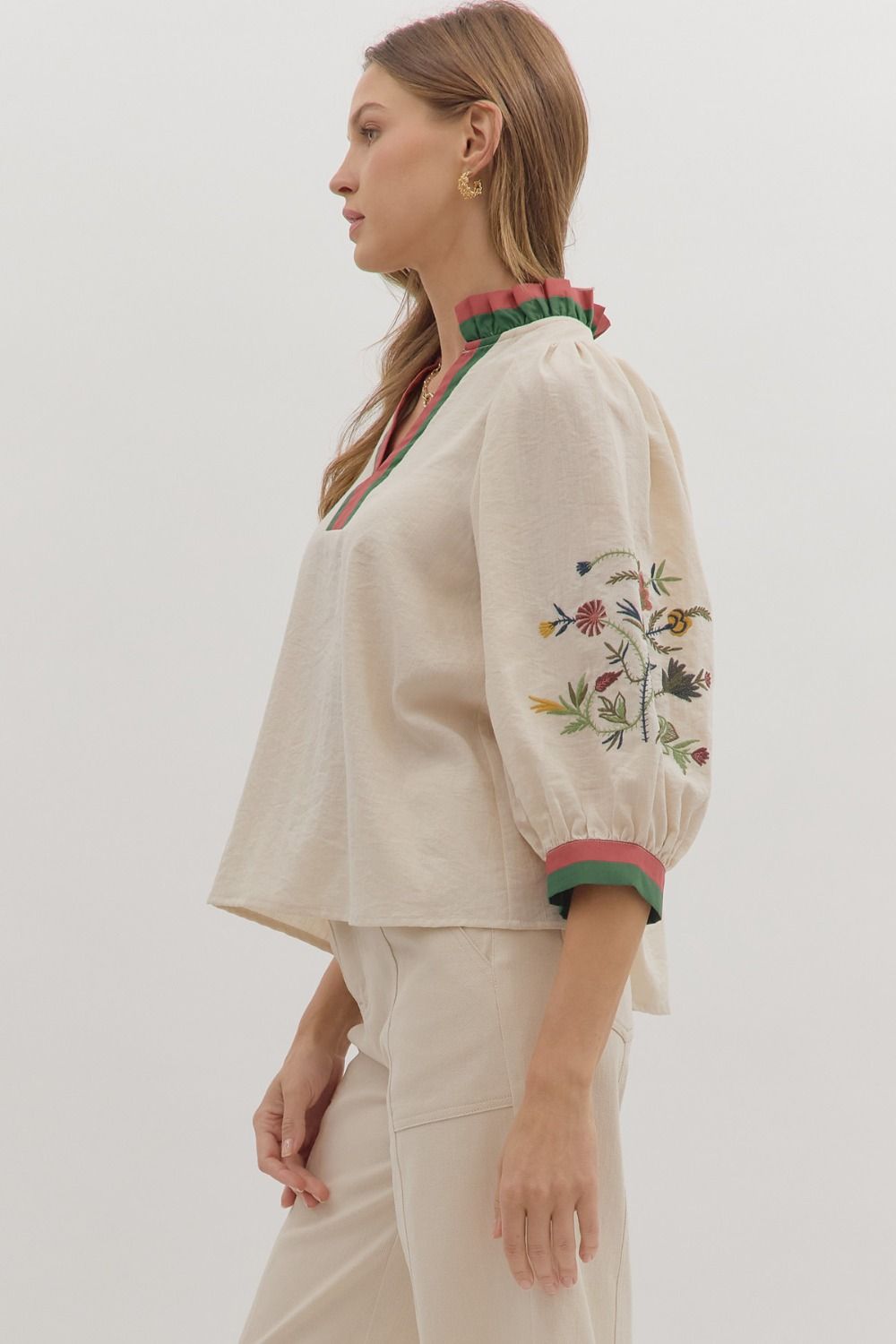 Ecru Embroidery Top