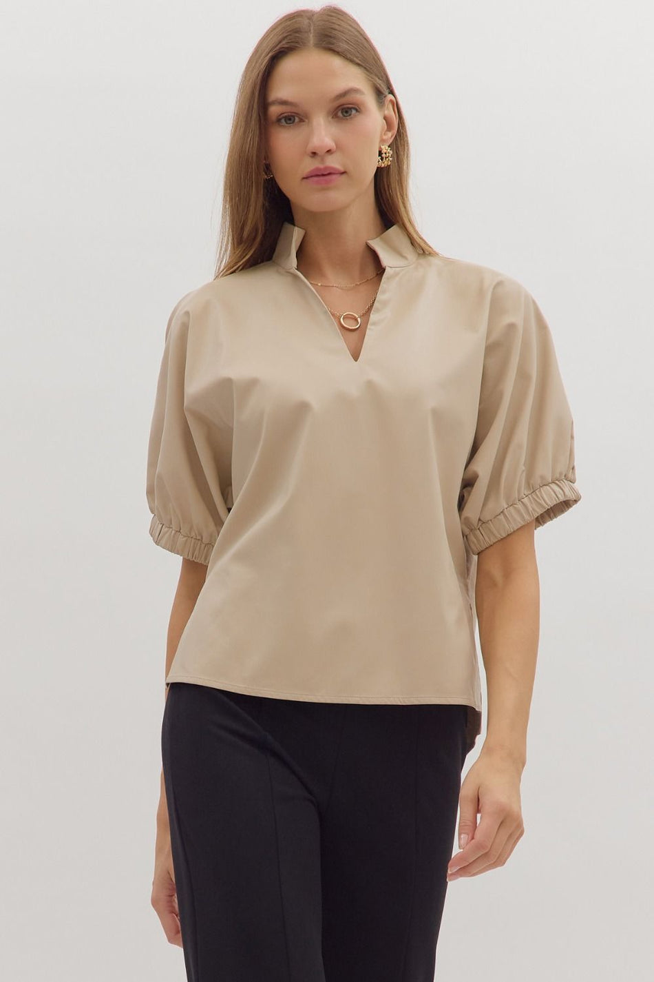Ecru Faux Leather Top