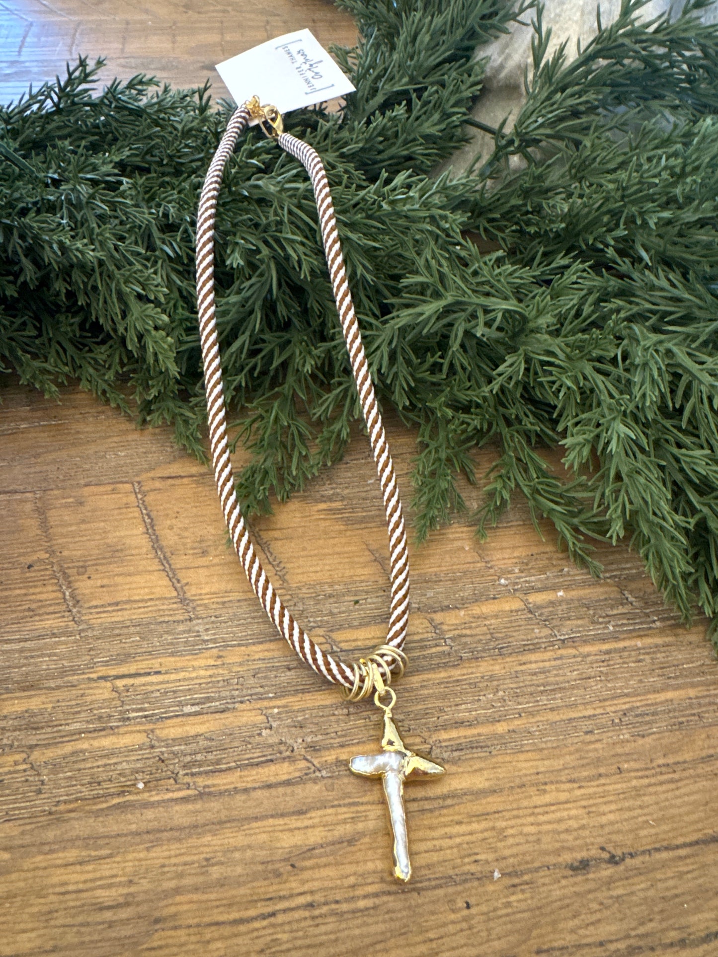 Brown Striped Rope Necklace