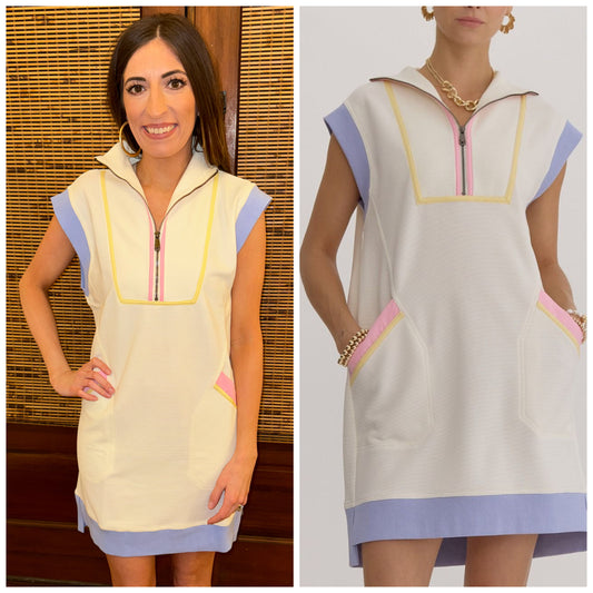 Ivory Pastel Trim Dress