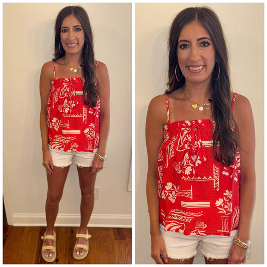 Red Floral Tank