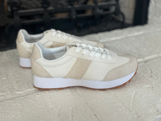 Off White Stitched Sneakers