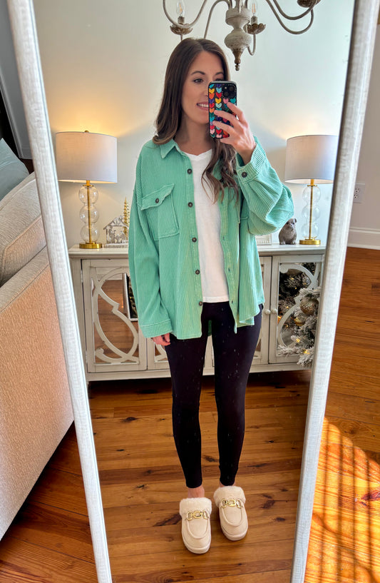 Emerald Acid Wash Shacket