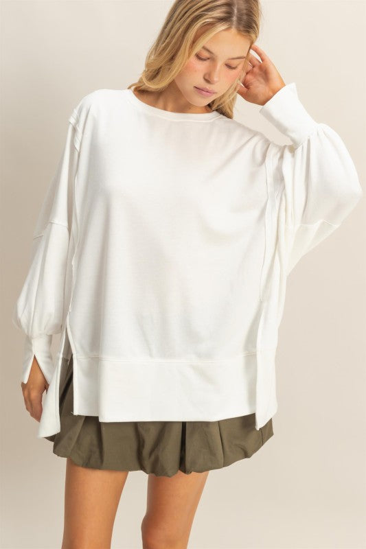 Ivory Oversized Long Sleeve Top