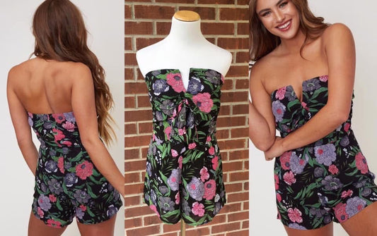 Black Floral Romper