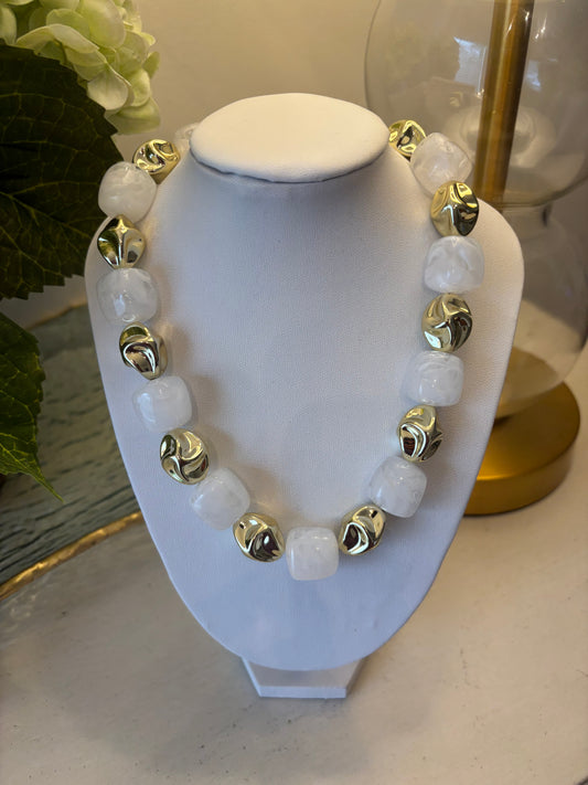White Beaded Necklace