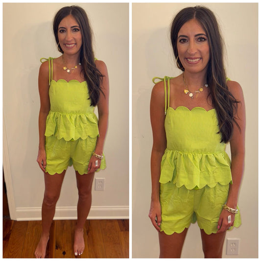 Lime Scalloped Set