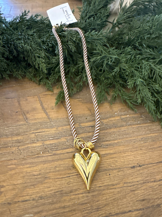 Brown Striped Rope Necklace