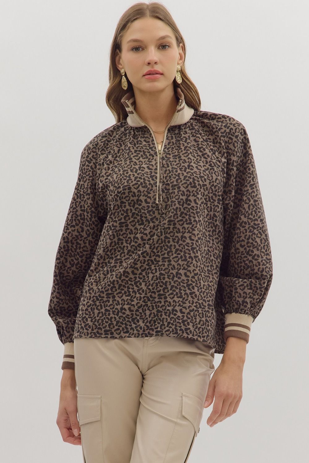 Taupe Leopard Top
