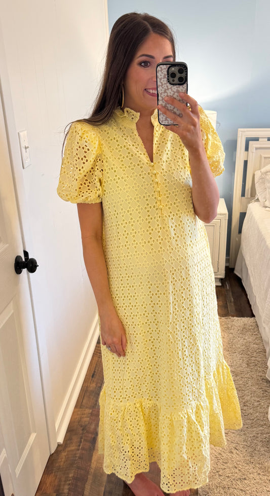 Lemon Eyelet Midi