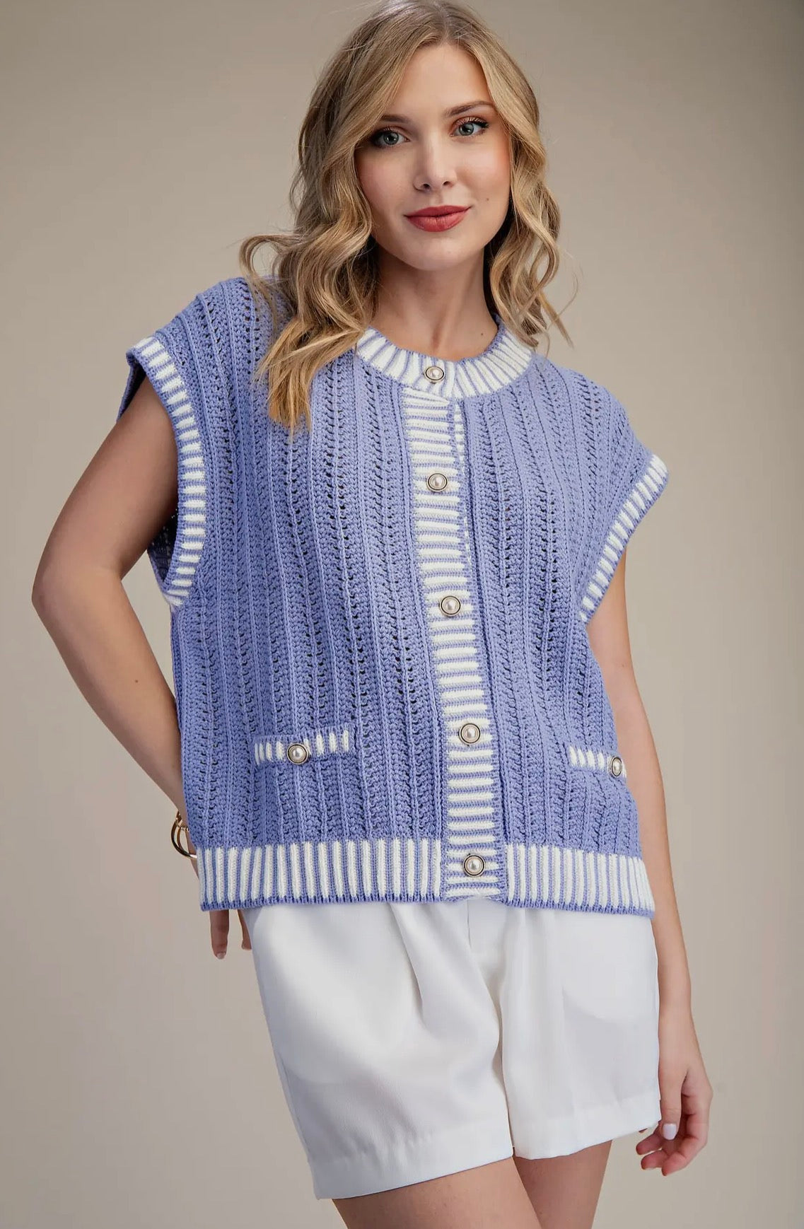 Lavender Knit Sweater Vest