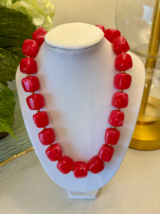Hot Pink Beaded Necklace