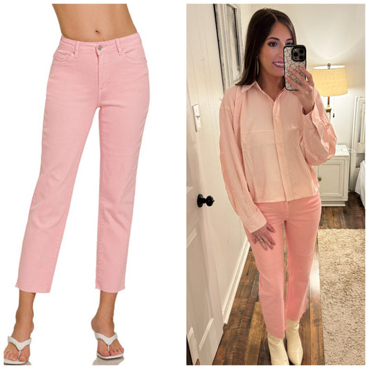 Pink Cropped Denim