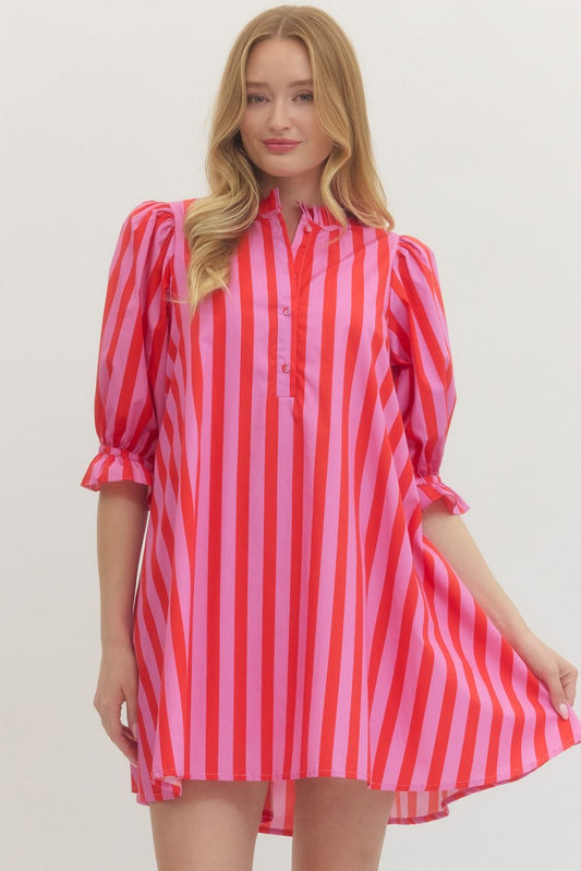 Hot Pink Striped Dress