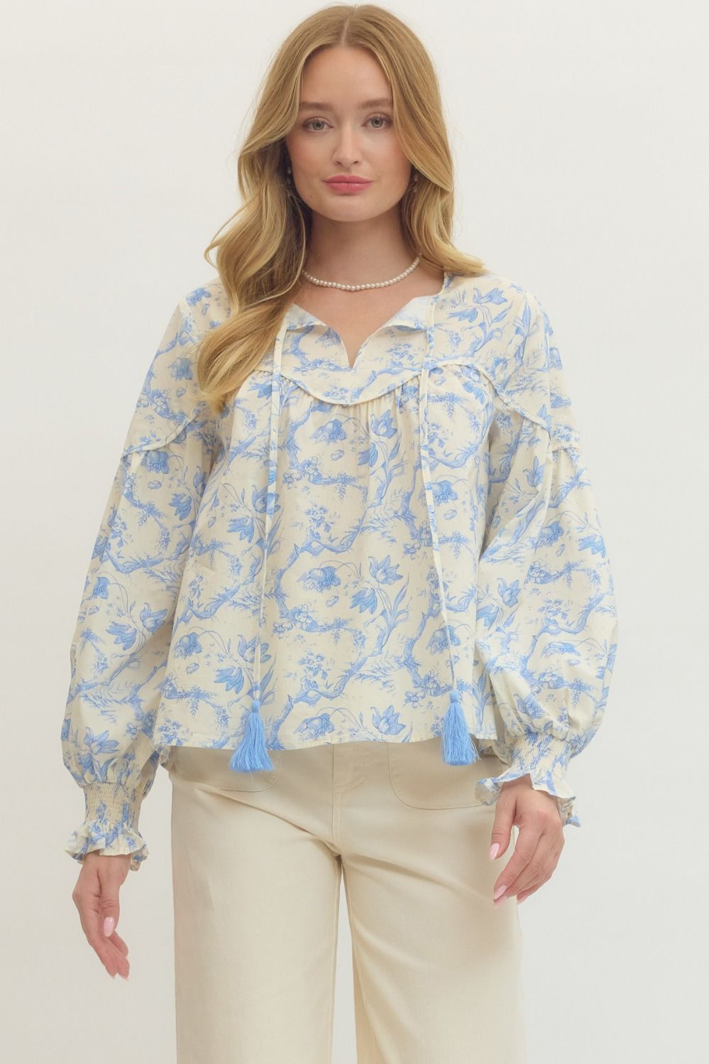Blue Floral Print Top