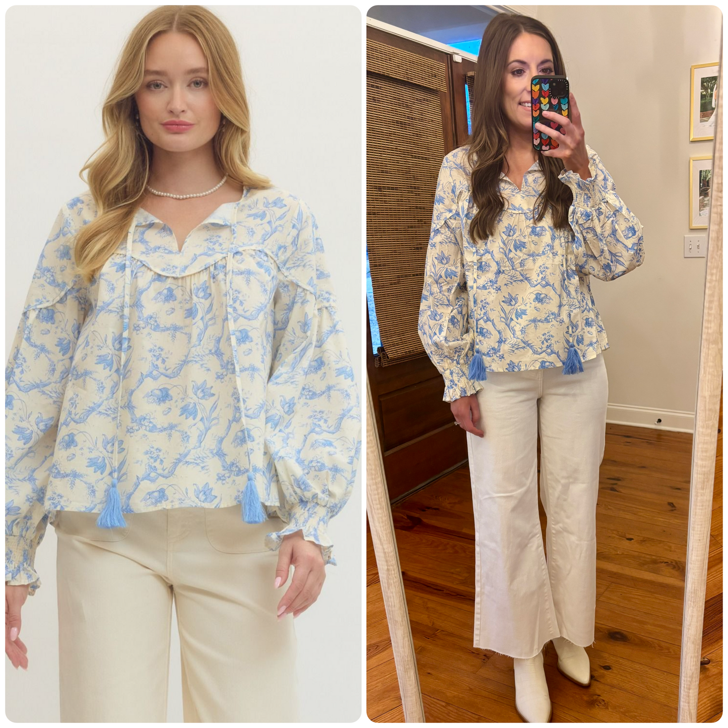 Blue Floral Print Top