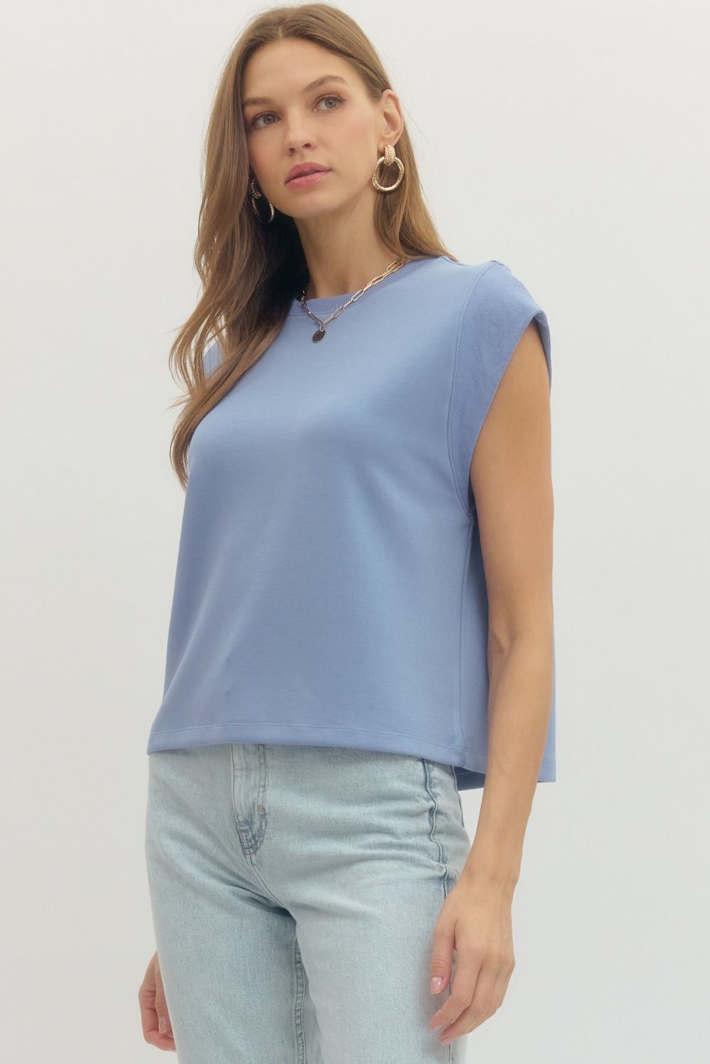 Blue Cap Sleeve Top