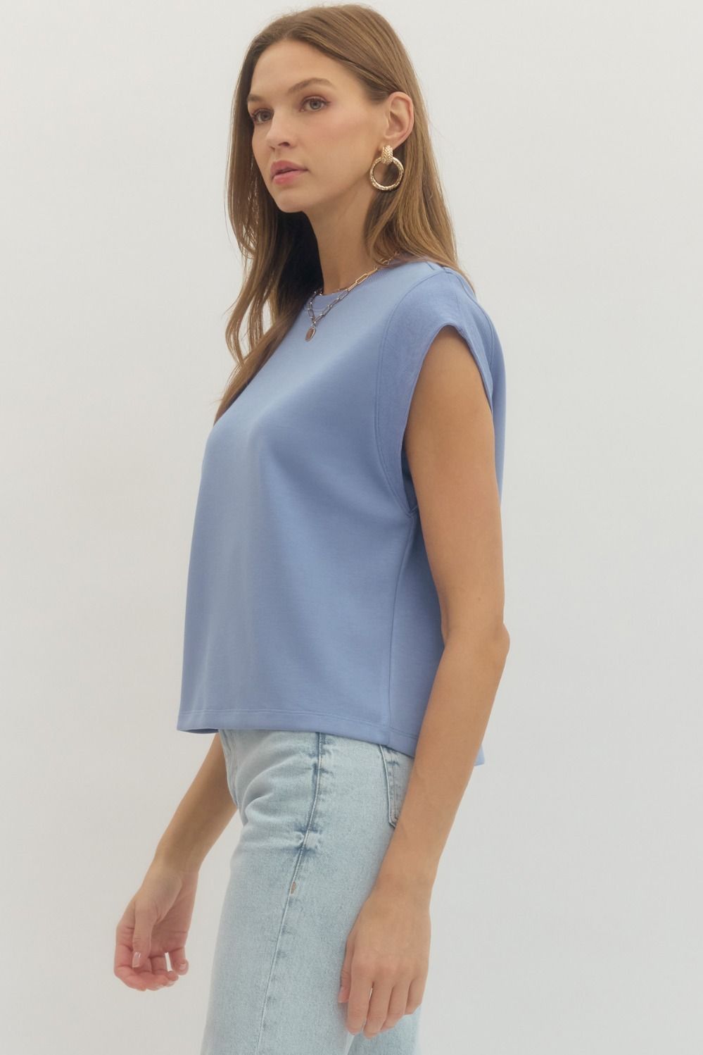 Blue Cap Sleeve Top