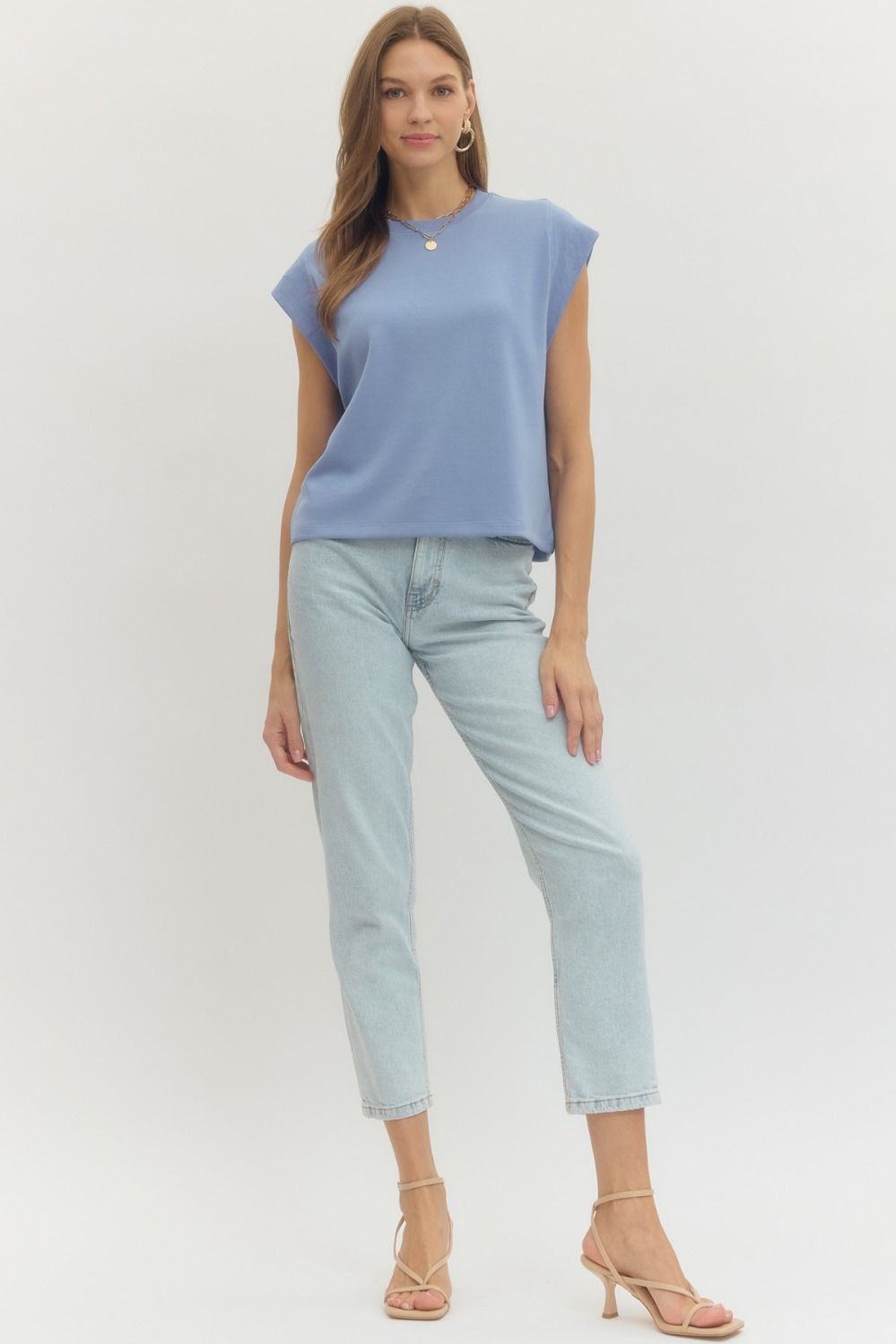 Blue Cap Sleeve Top