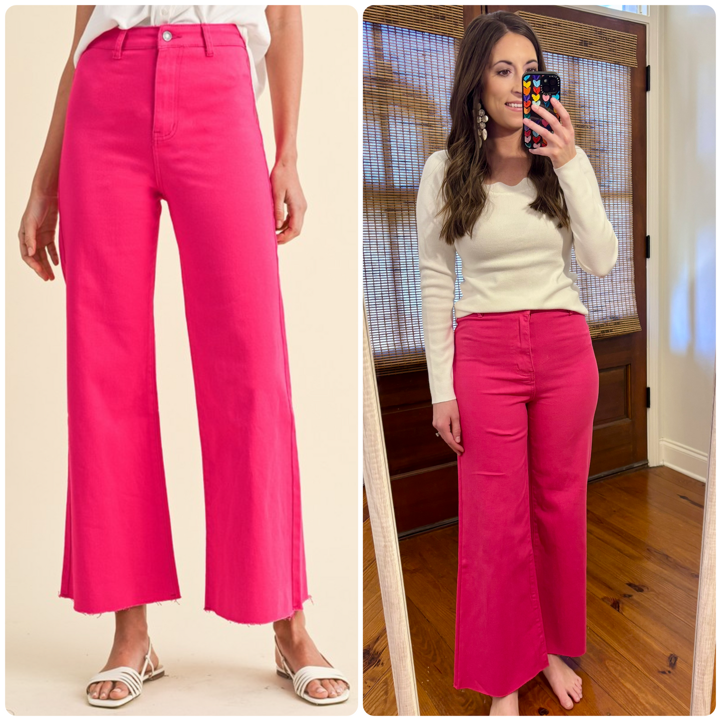Hot Pink Cropped Denim