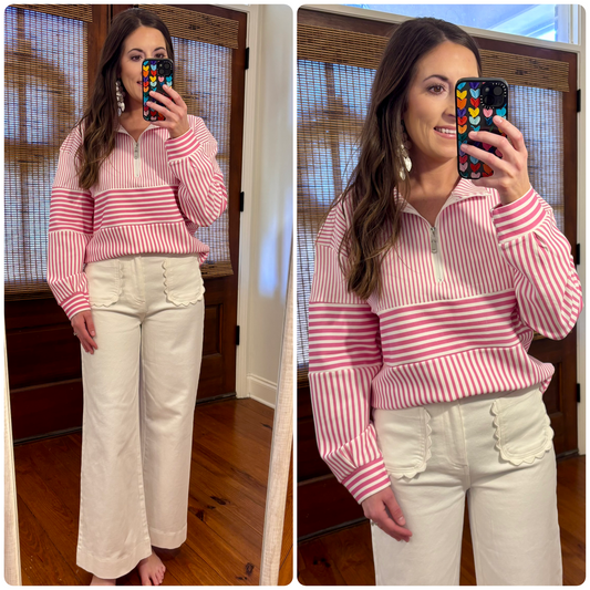 Pink Striped Pullover