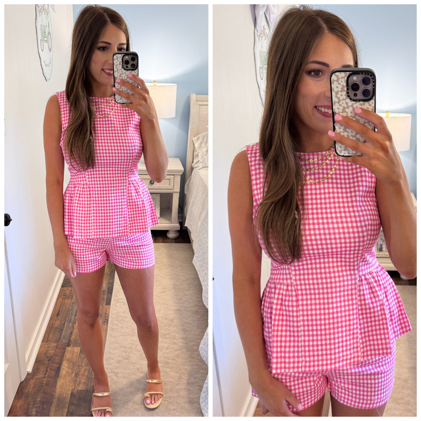 Pink Gingham Top and Short Set