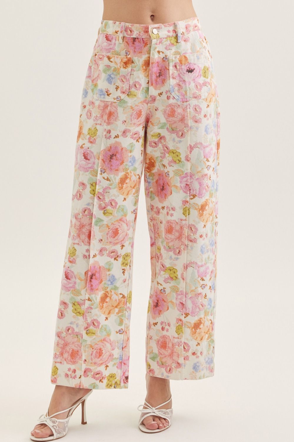 Multi Floral Cropped Pants