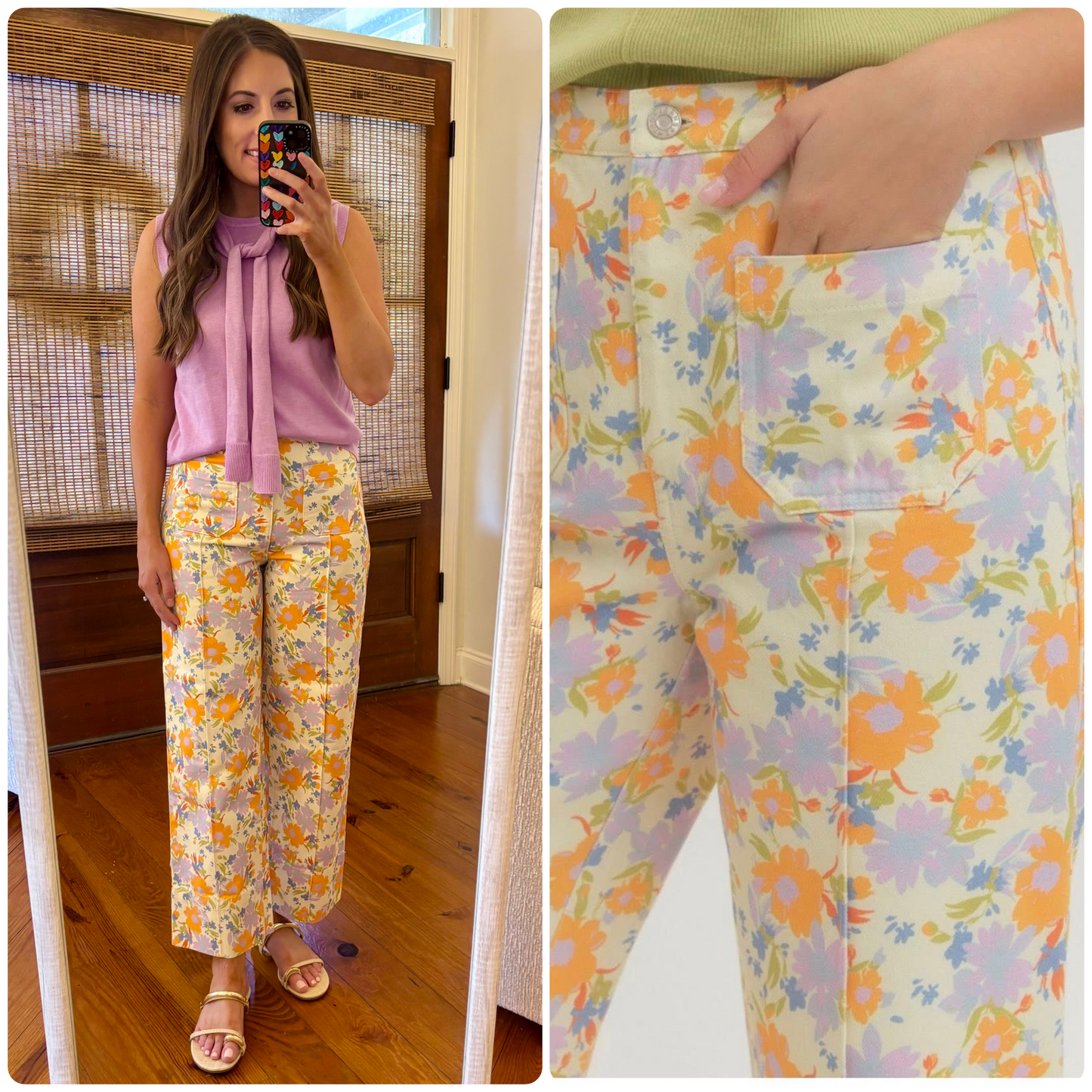 Multi Floral Cropped Pants