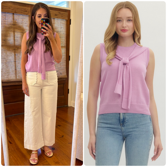 Pink Solid Sleeveless Top