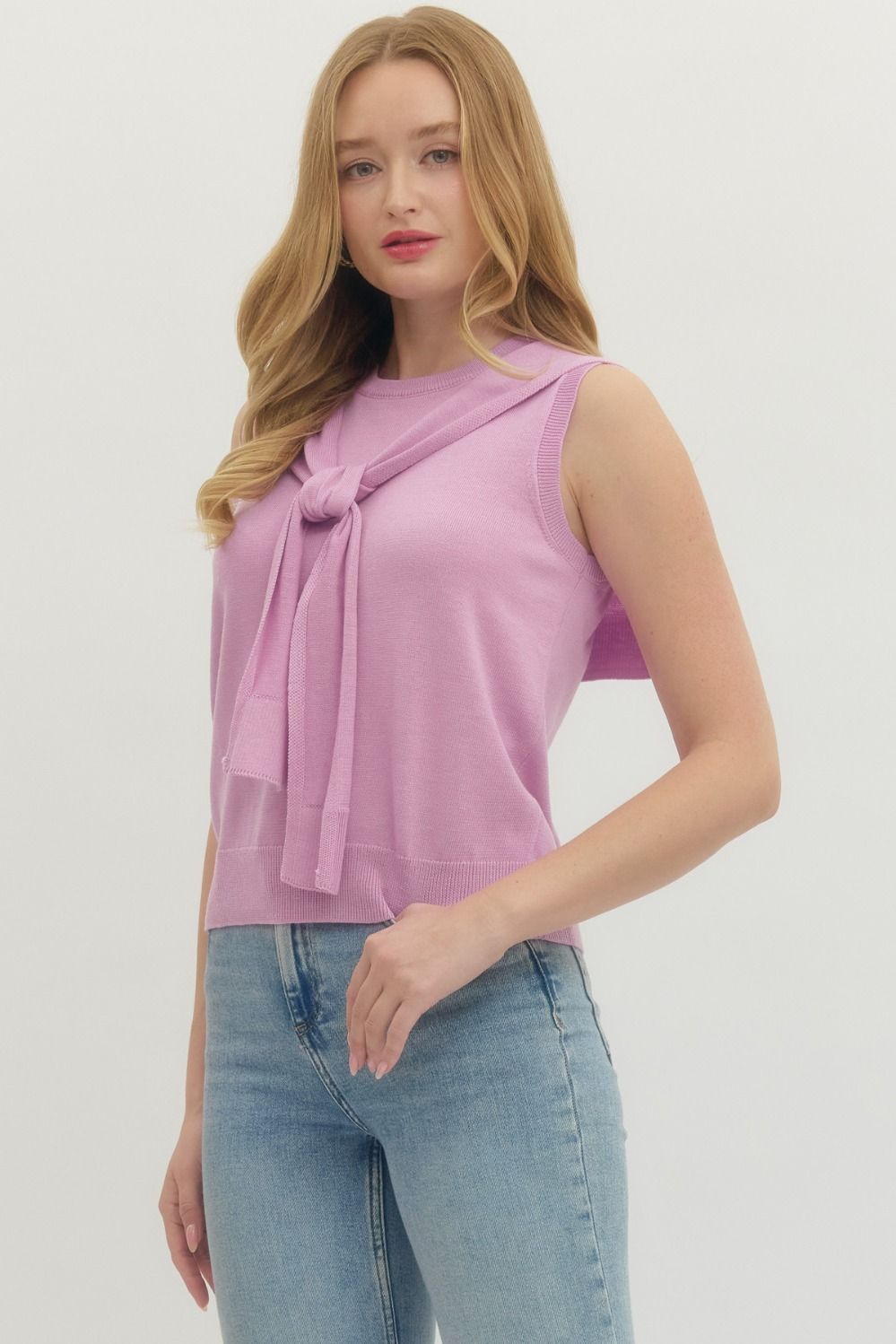 Pink Solid Sleeveless Top