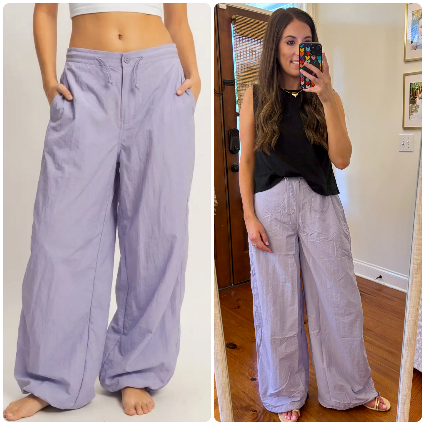 Lavender high Waisted Parachute Pants