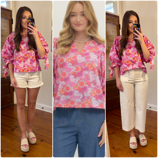 Pink Floral Blouse