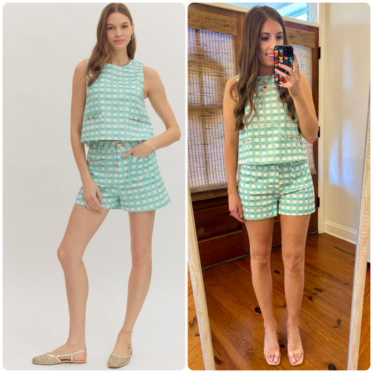 Mint Plaid Set