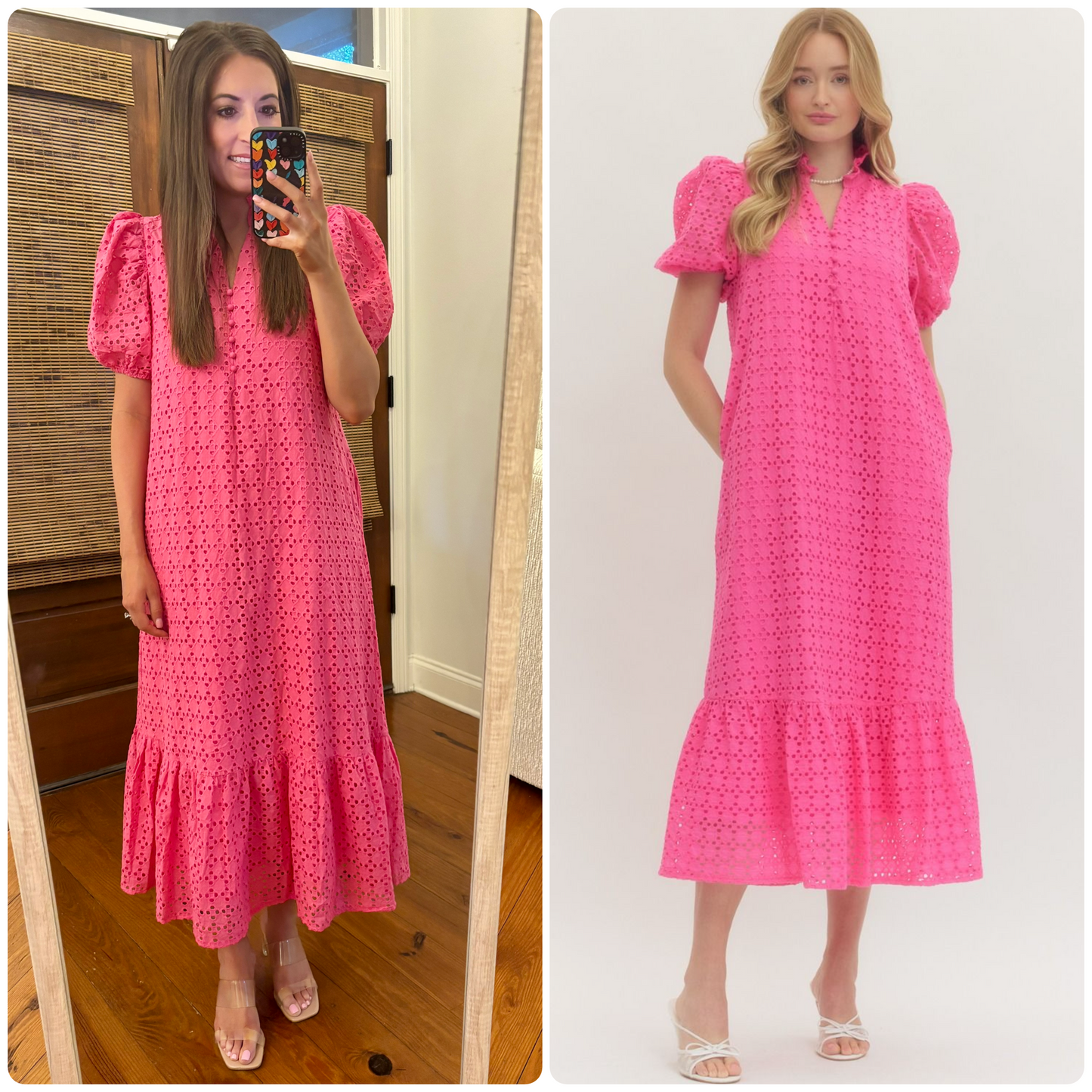 Pink Eyelet Midi