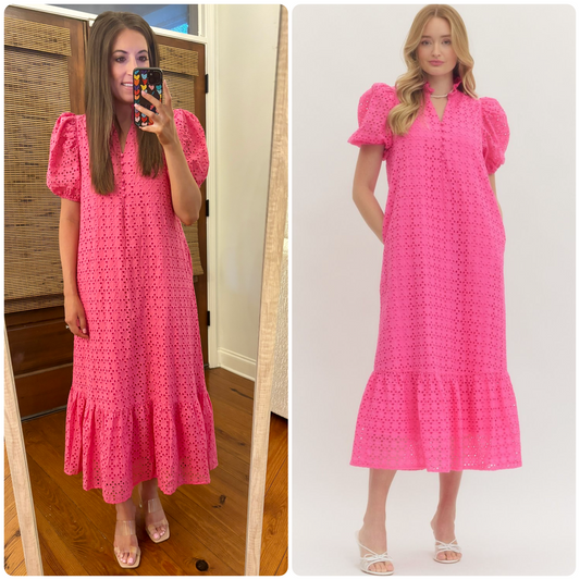 Pink Eyelet Midi