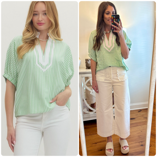 Green Striped Top