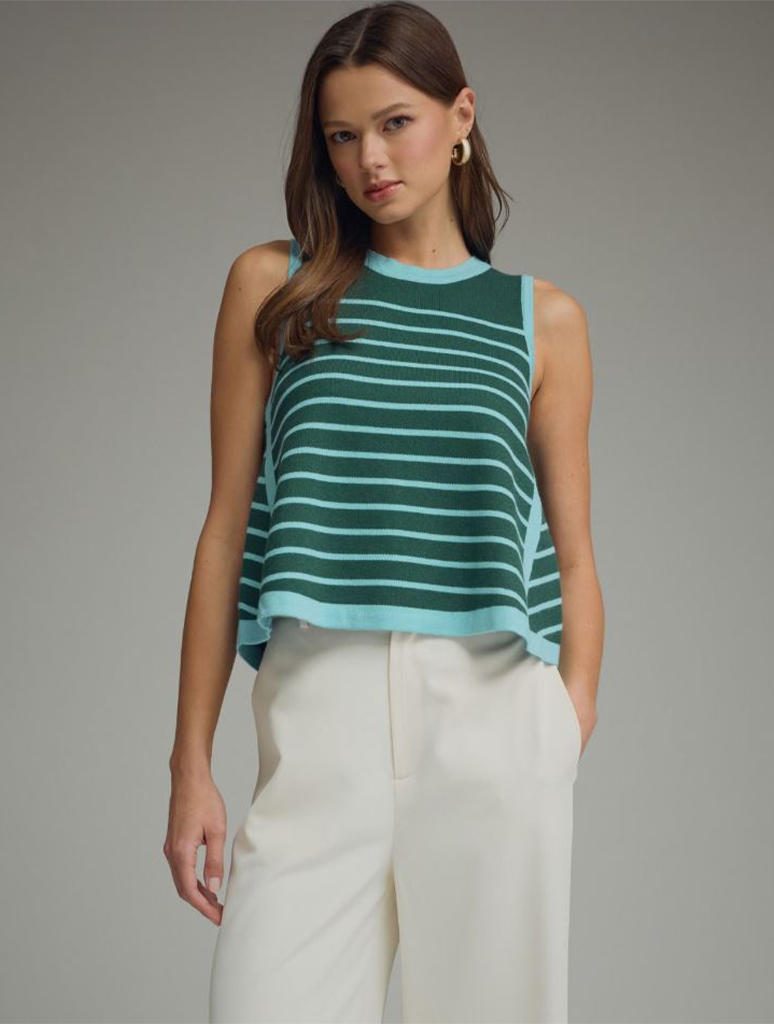 H Green Striped Tank