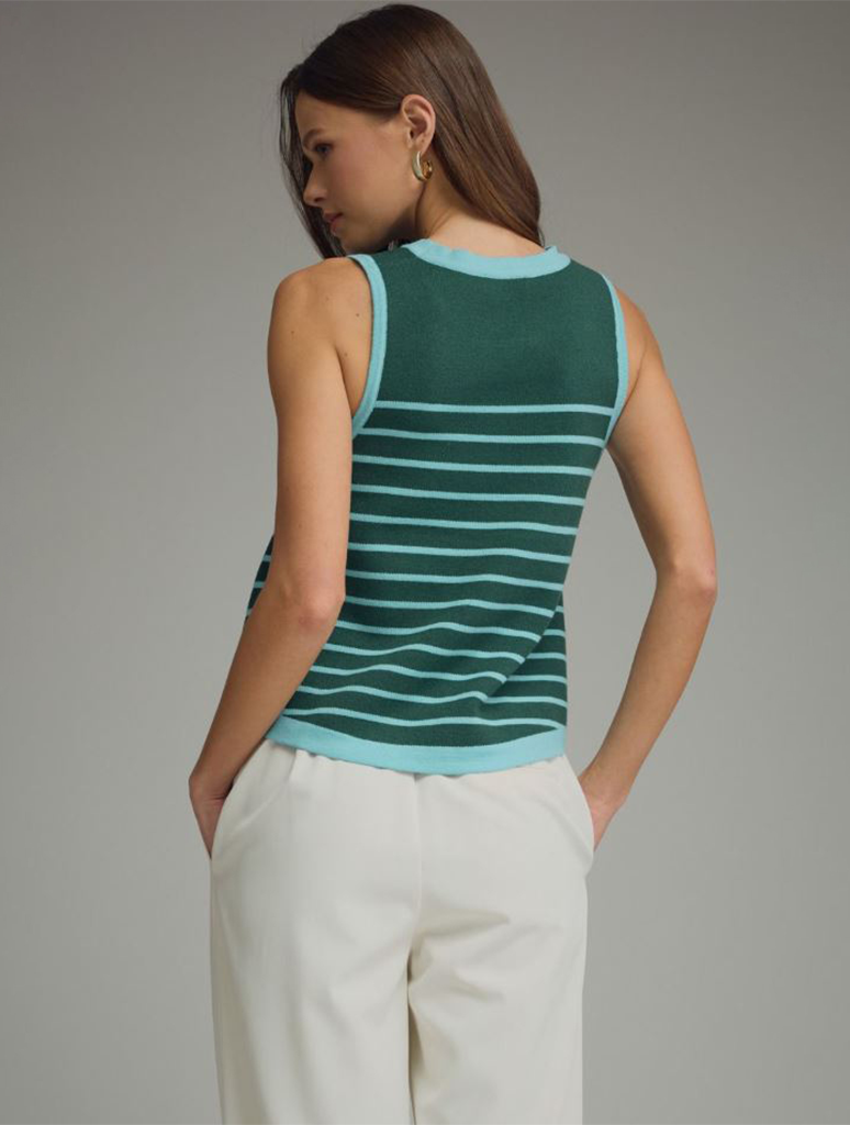 H Green Striped Tank