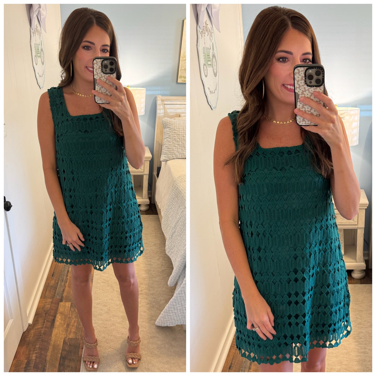 Pine Crochet Mini Dress